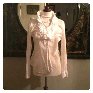 J. Crew classic white ruffle shirt